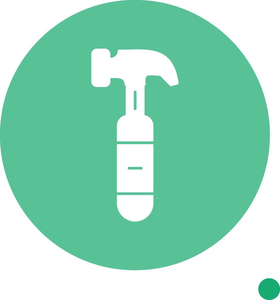 Hammer Long Shadow Circle Icon vector