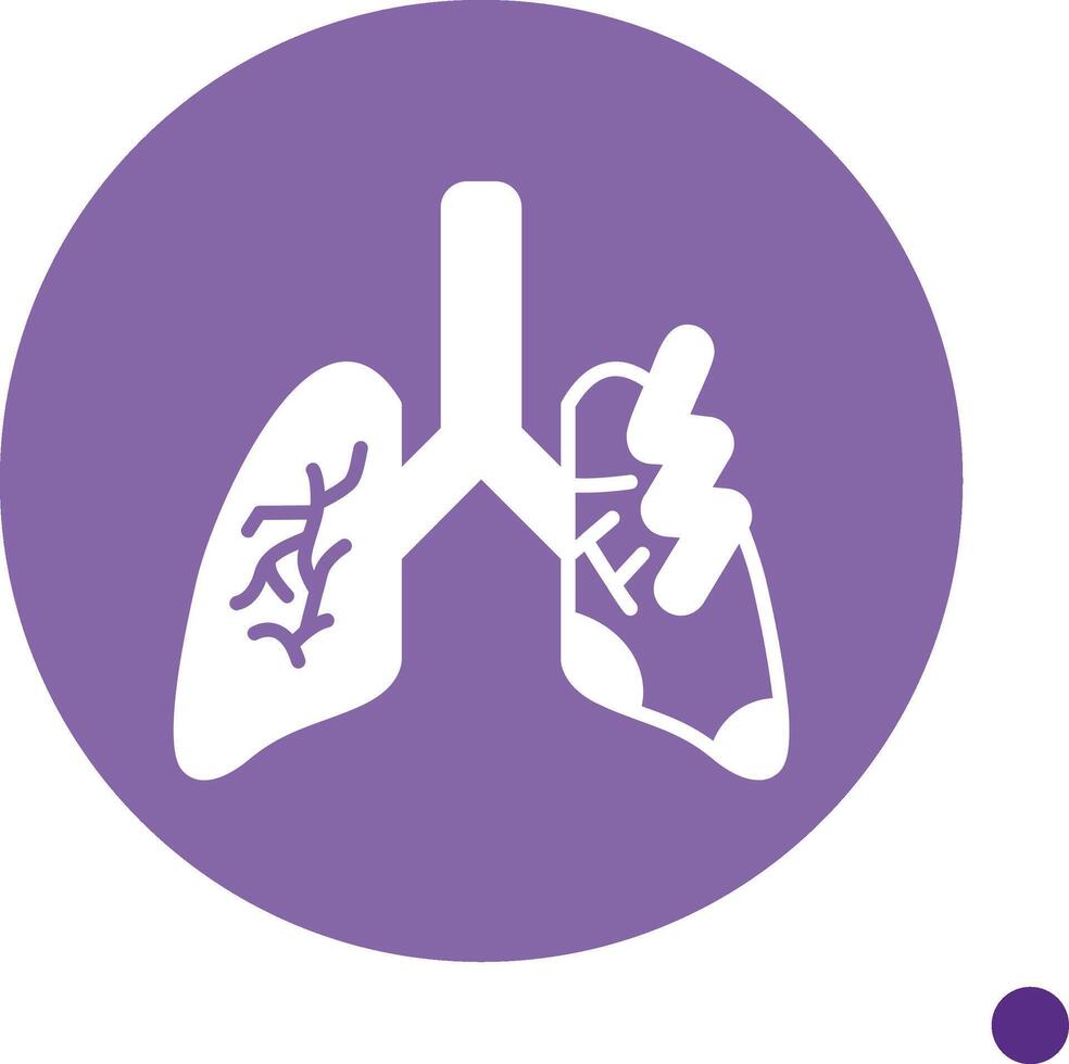 Lungs Pain Long Shadow Circle Icon vector
