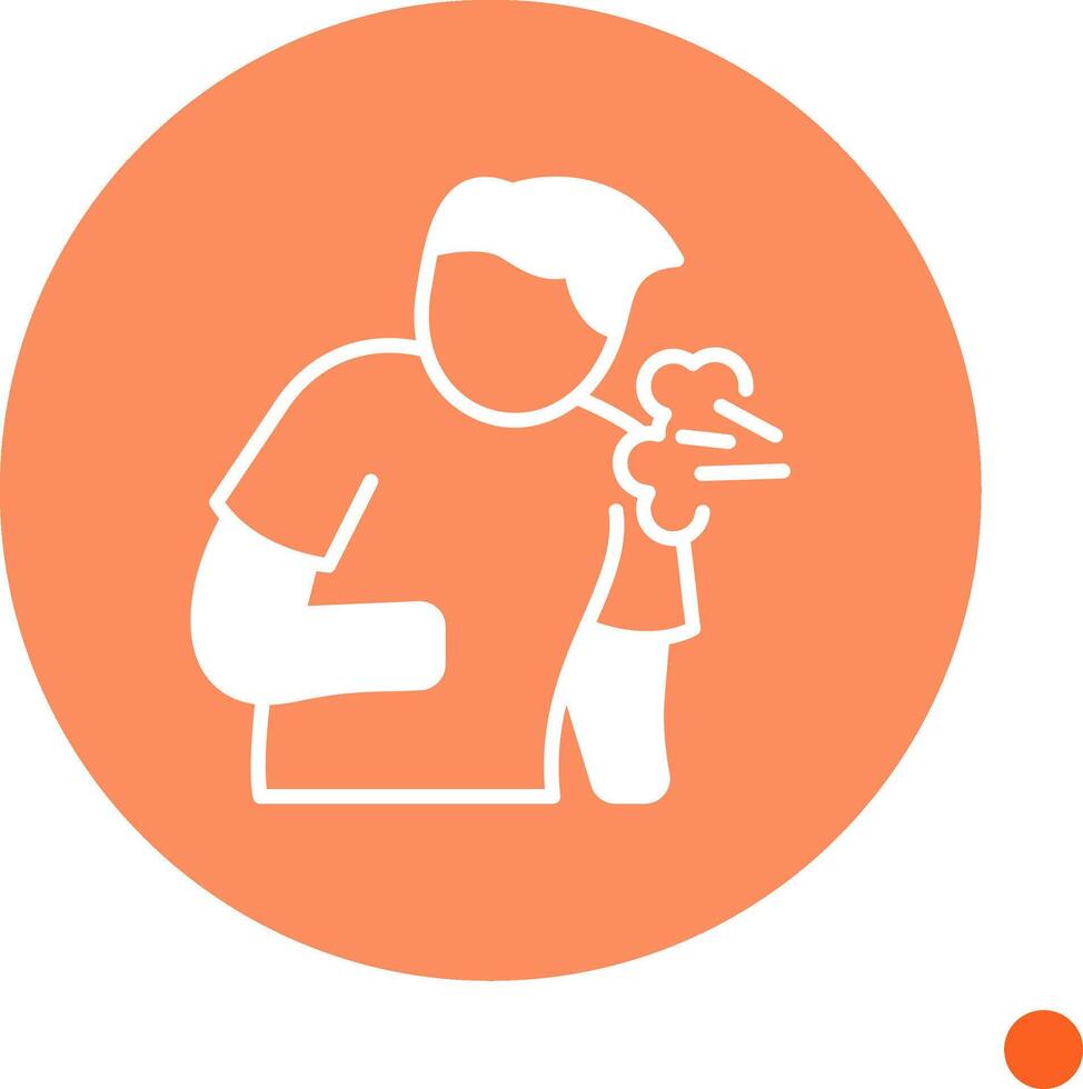 Cough Long Shadow Circle Icon vector