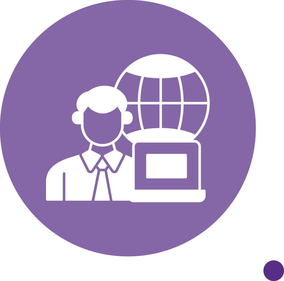Remotely Working Long Shadow Circle Icon vector