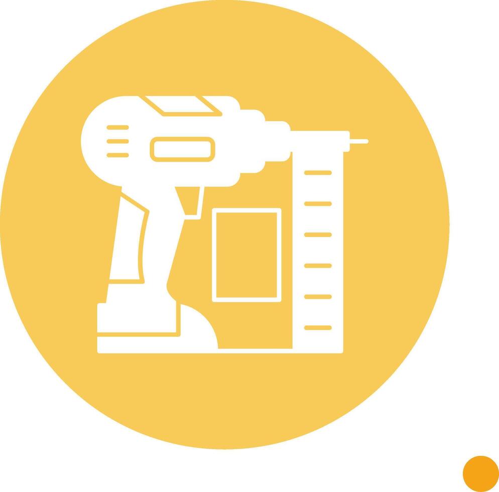 Nail Gun Long Shadow Circle Icon vector