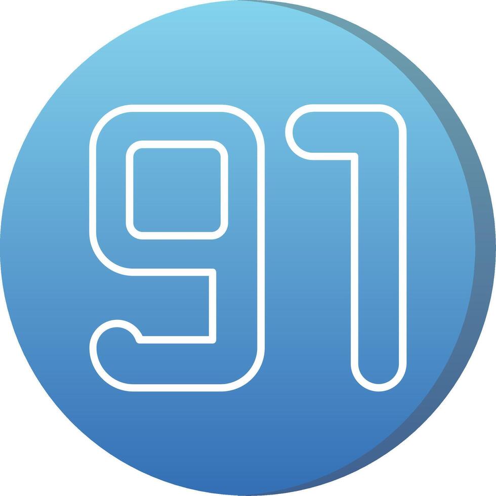 Ninety one Long Shadow Circle Icon vector