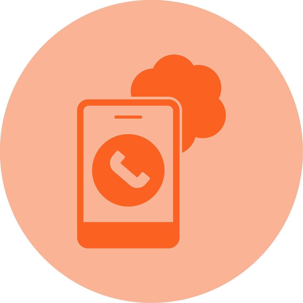 Cloud Based Calling Dual Tone Circle Icon vector