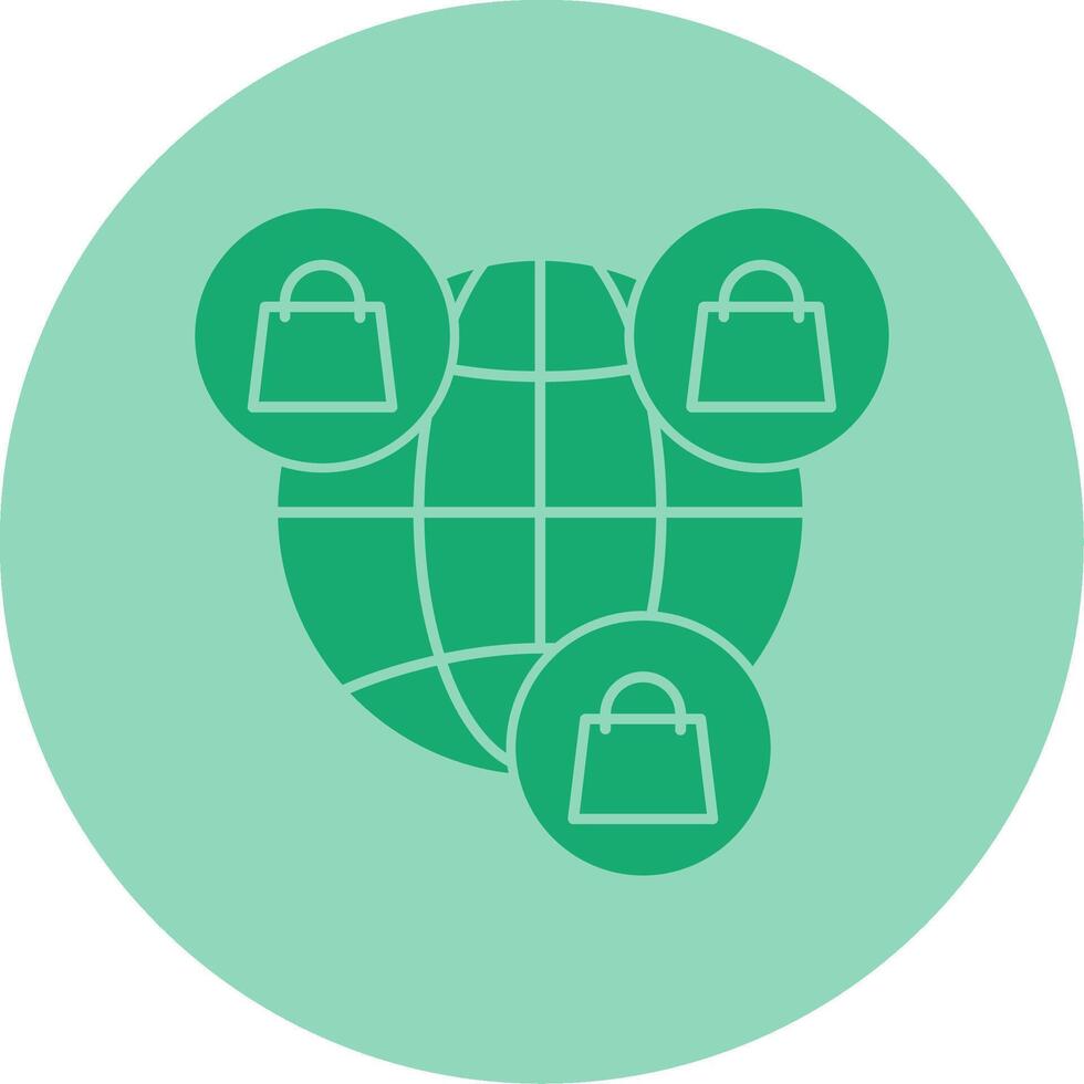 Worldwide Shopping Dual Tone Circle Icon vector