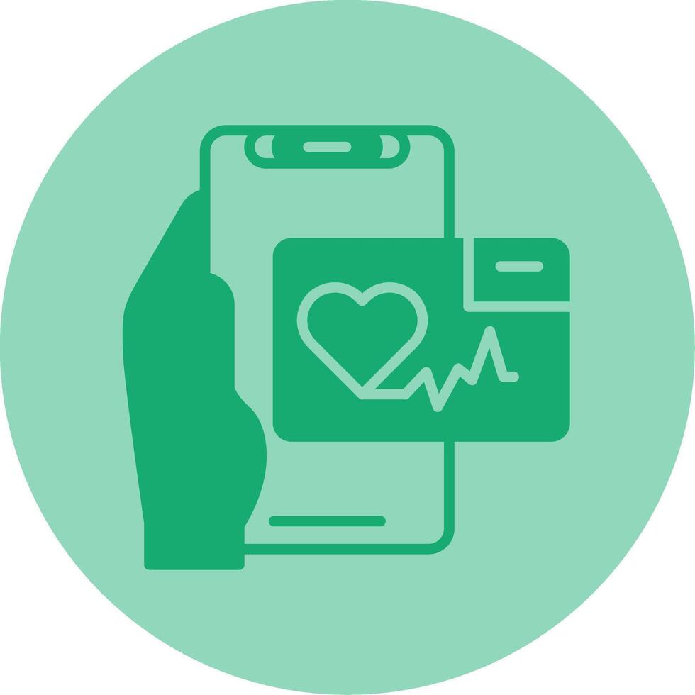 Heart Rate App Dual Tone Circle Icon vector
