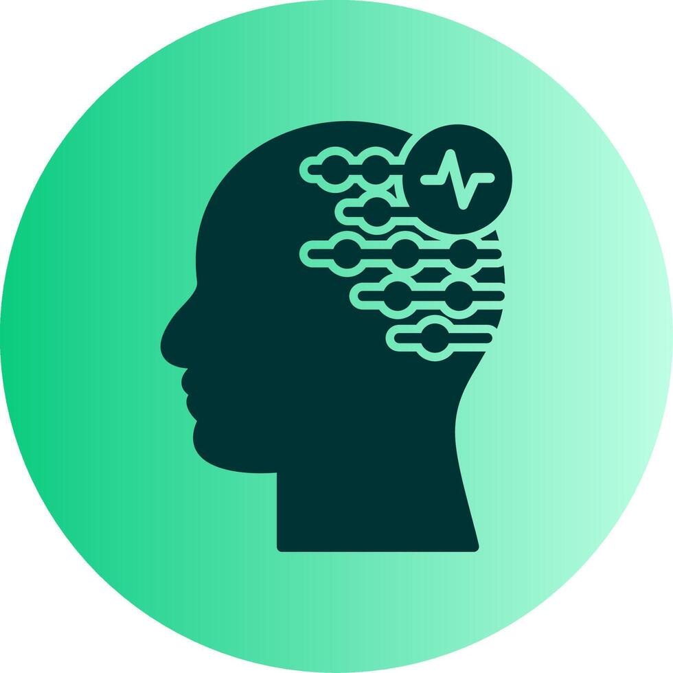Electroencephalogram Dual Tone Gradient Circle Icon vector