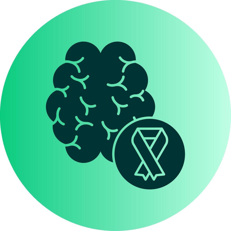 Brain Grey Ribbon Dual Tone Gradient Circle Icon vector