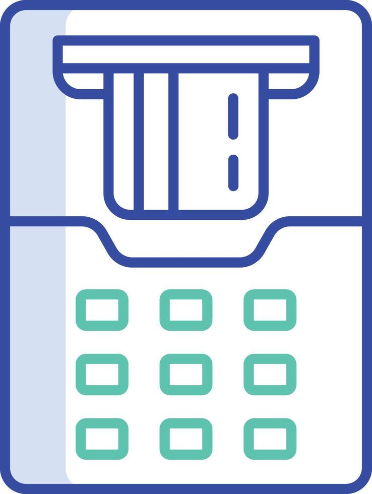 ATM machine outline color illustration vector