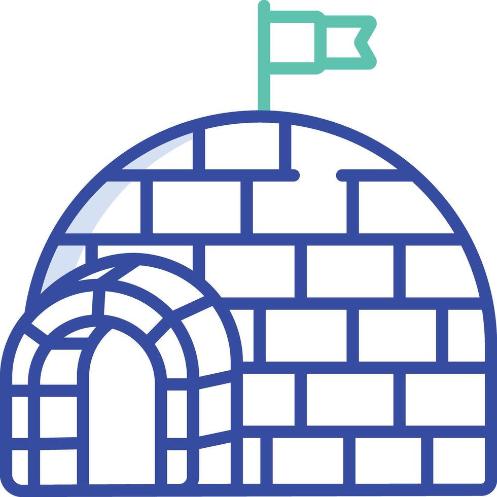 Igloo outline color illustration vector