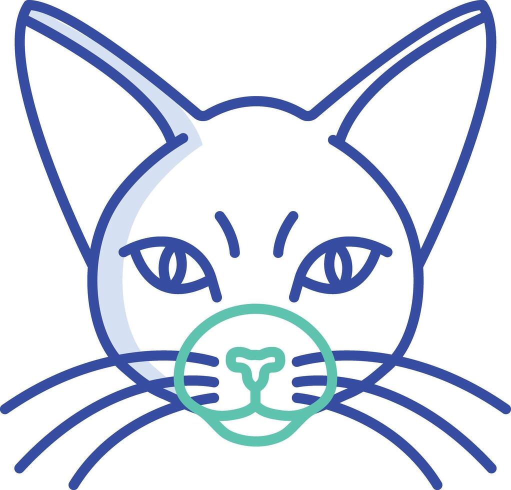 Cat face outline color illustration vector