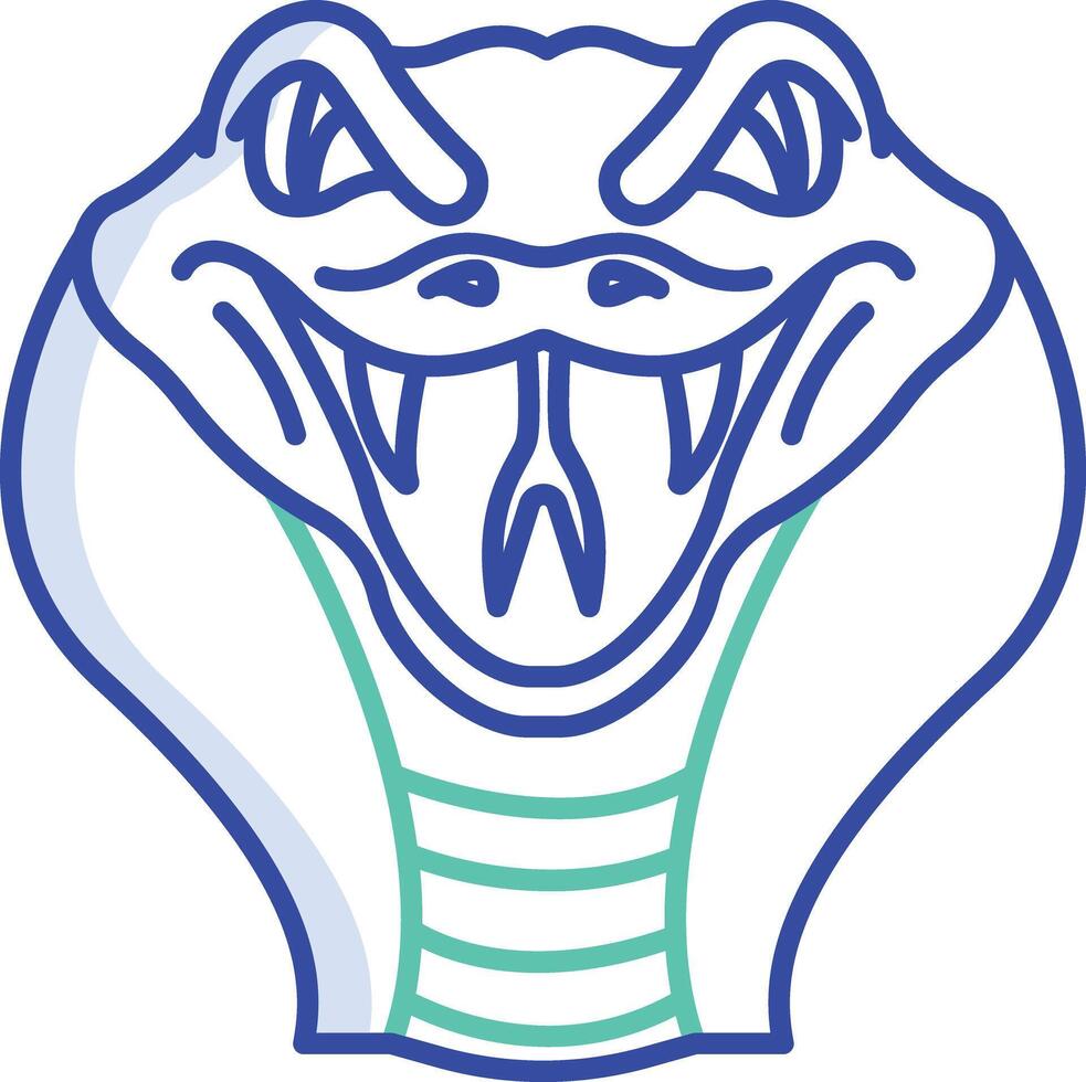 Snake face outline color illustration vector