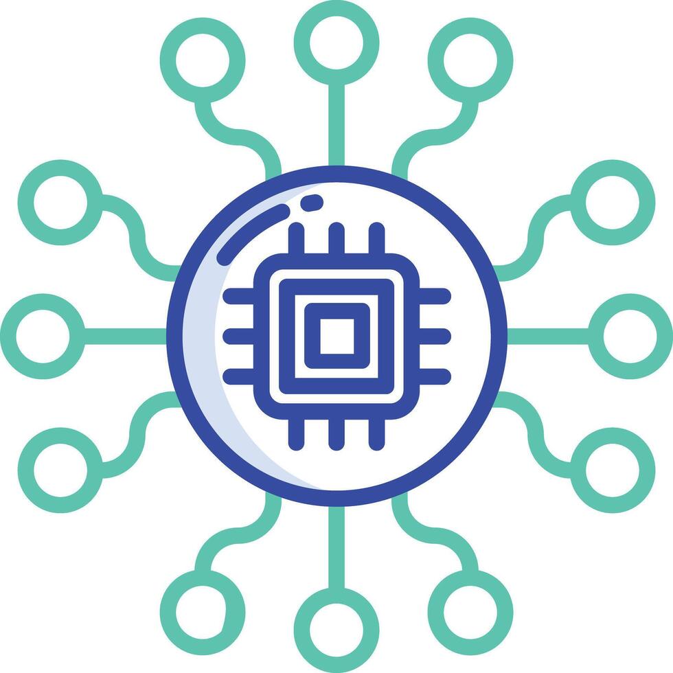 cpu outline color illustration vector