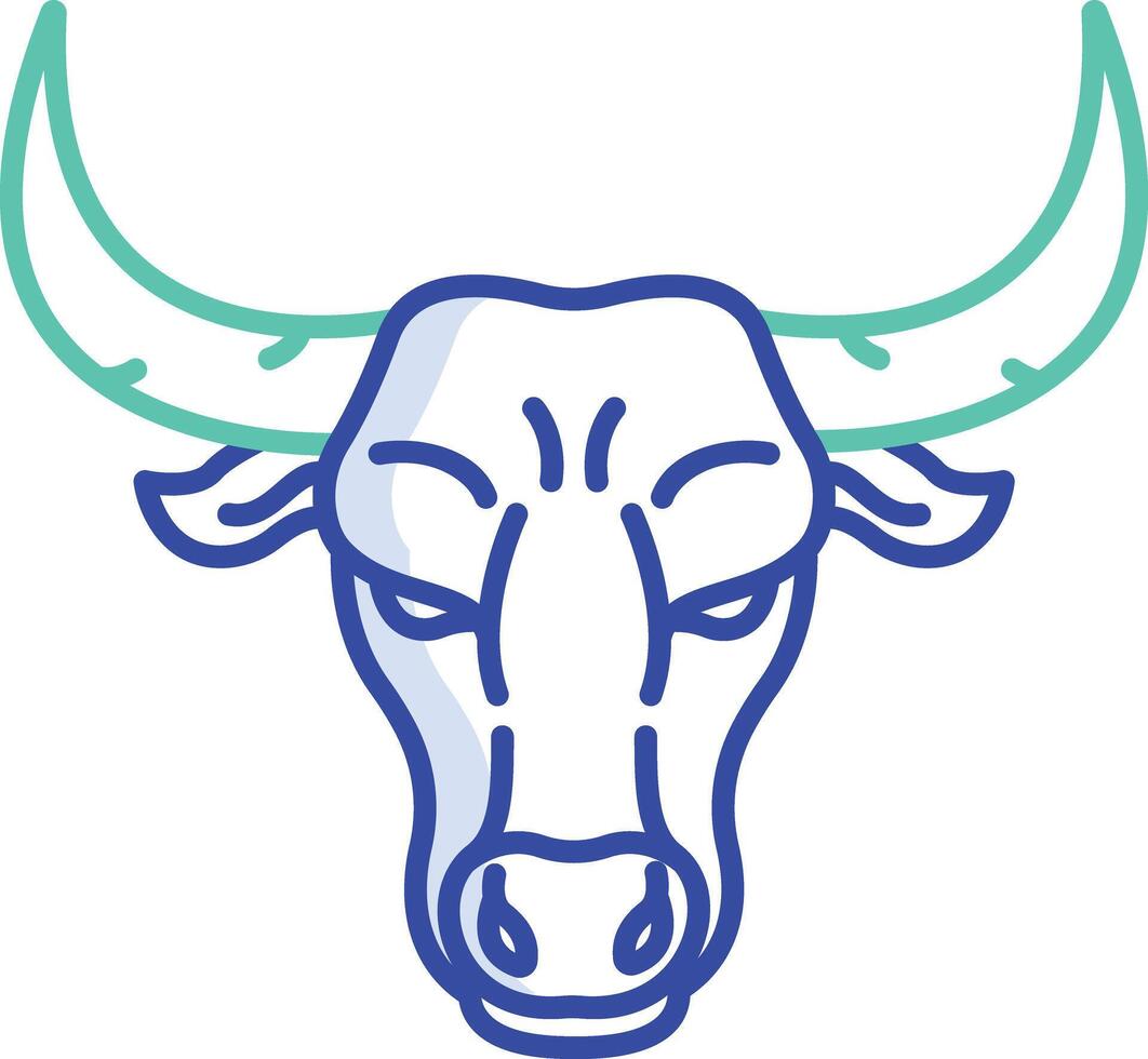 Bull face outline color illustration vector