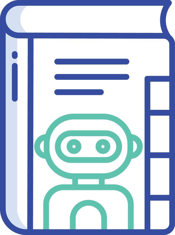 Ai Learning book outline color illustration vector