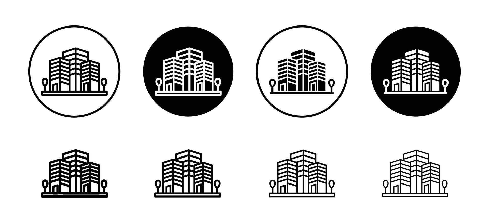 Building icon set collection. Building Outline flat Icon. vector