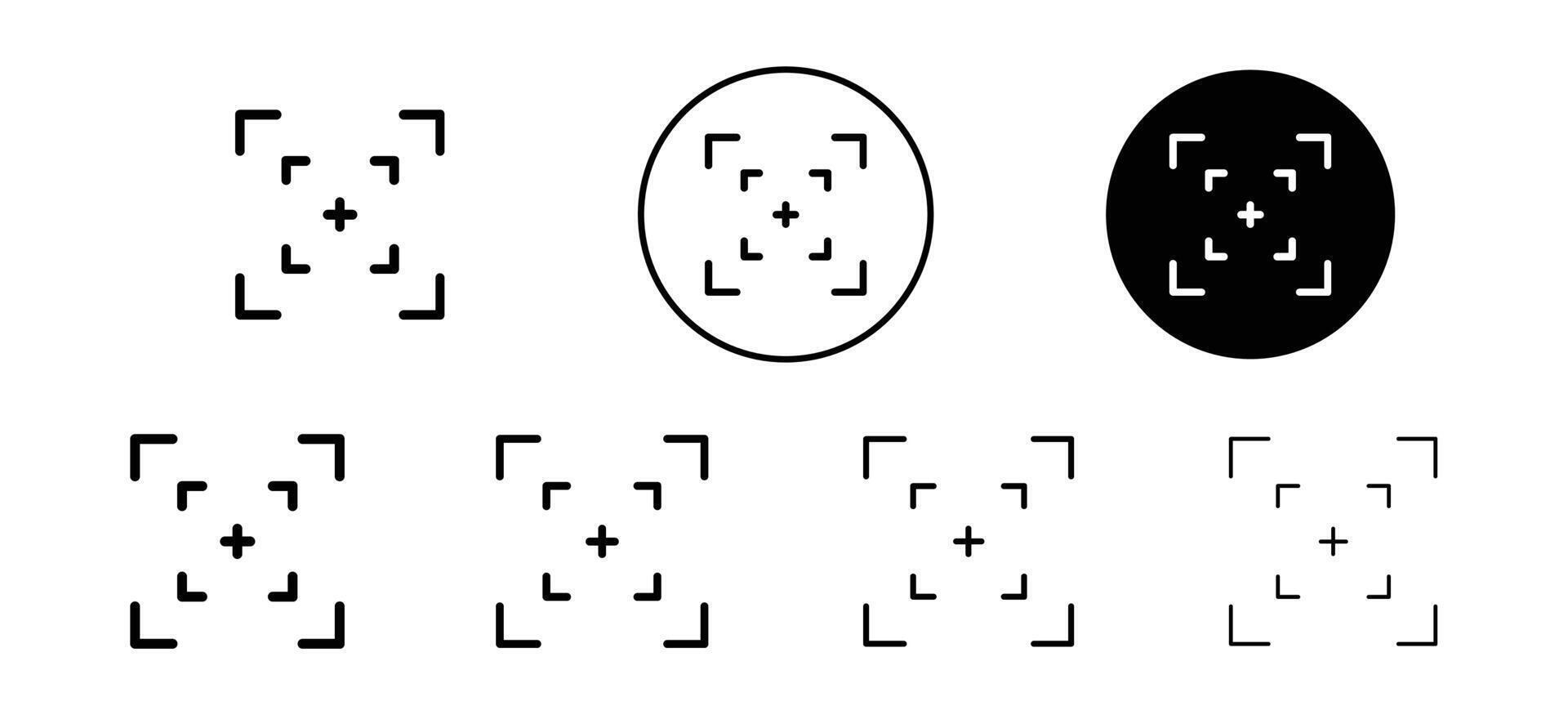 Camera focus frame icon set collection. Camera focus frame Outline flat Icon. vector
