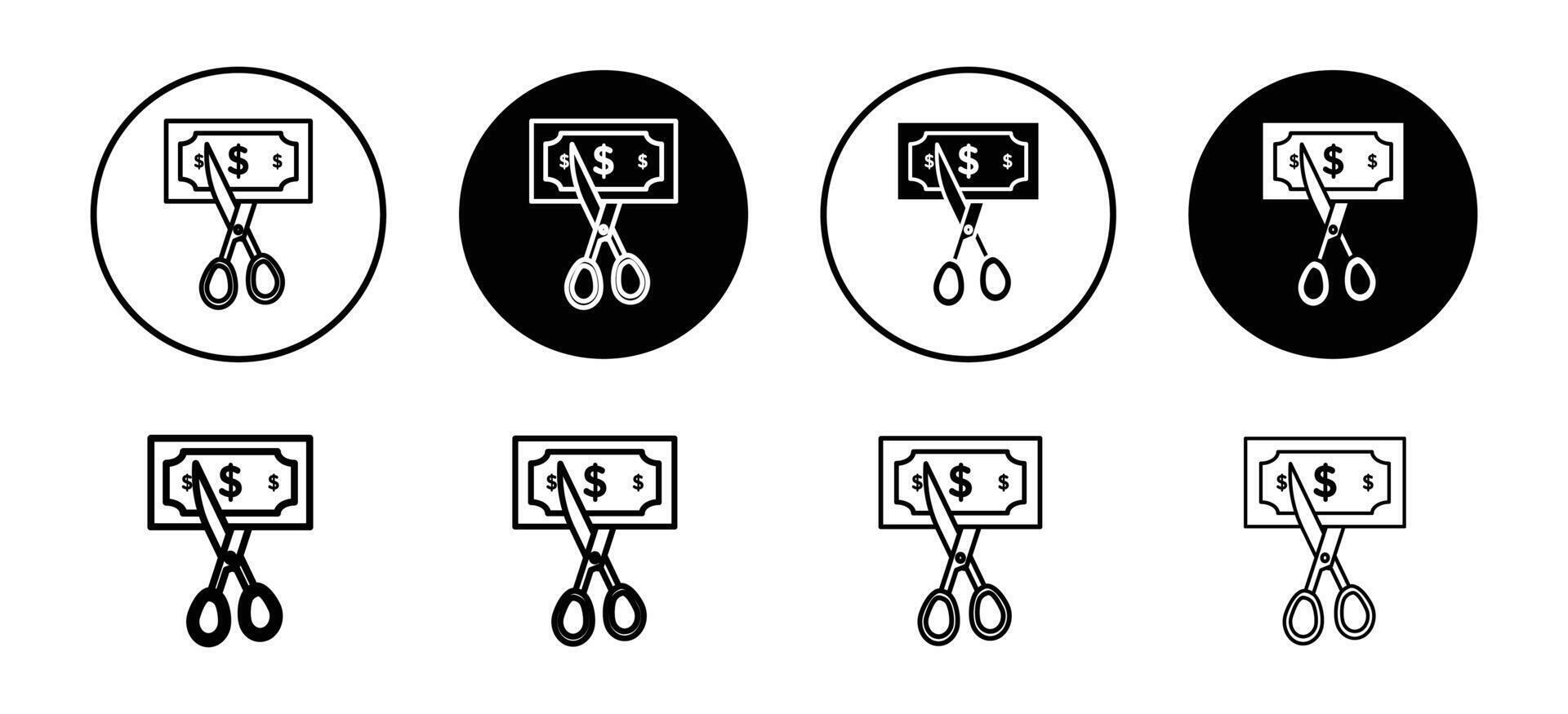 Cost cutting icon set collection. Cost cutting Outline flat Icon. vector