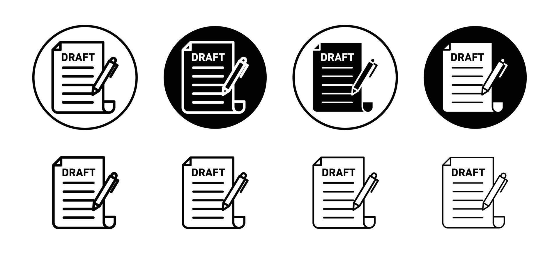 Draft icon set collection. Draft Outline flat Icon. vector