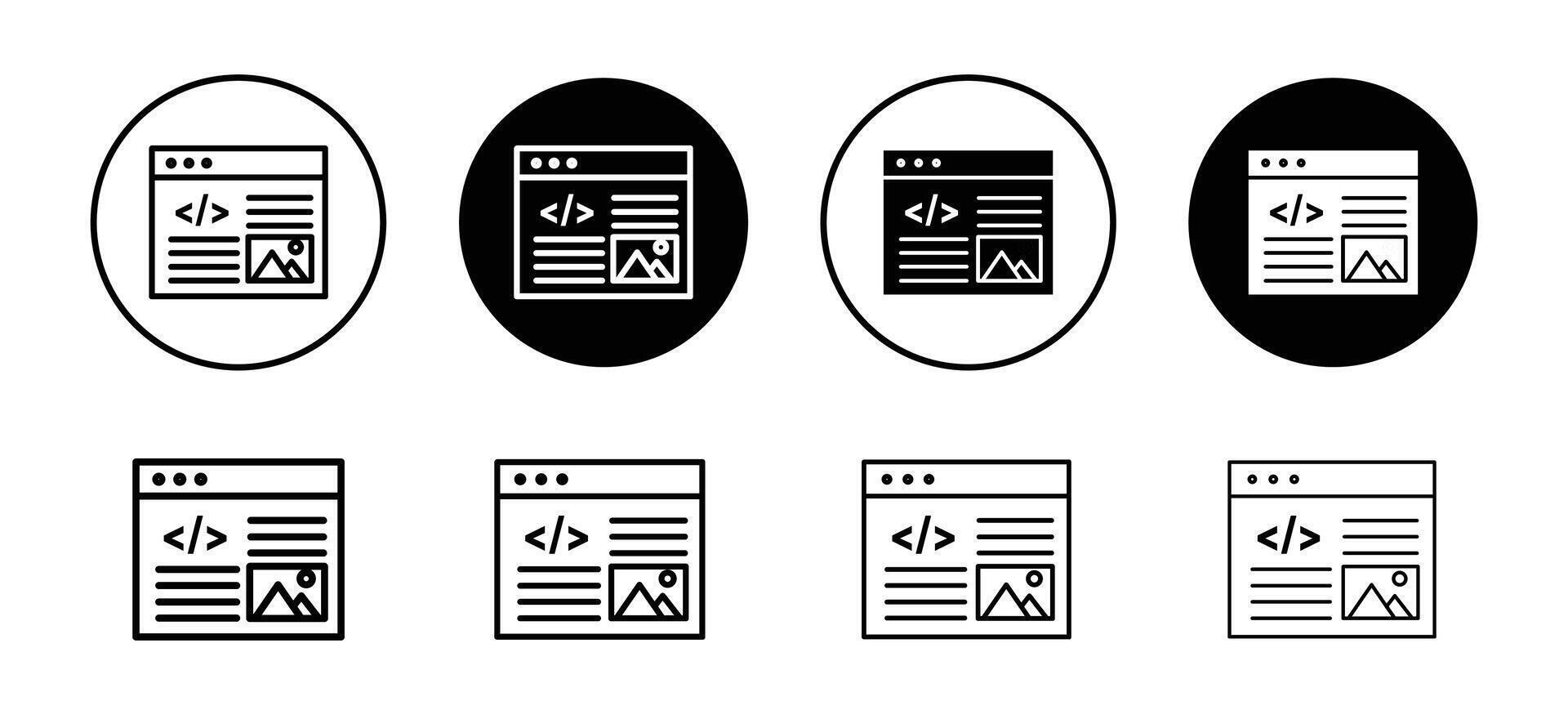 Front end development icon set collection. Front end development Outline flat Icon. vector