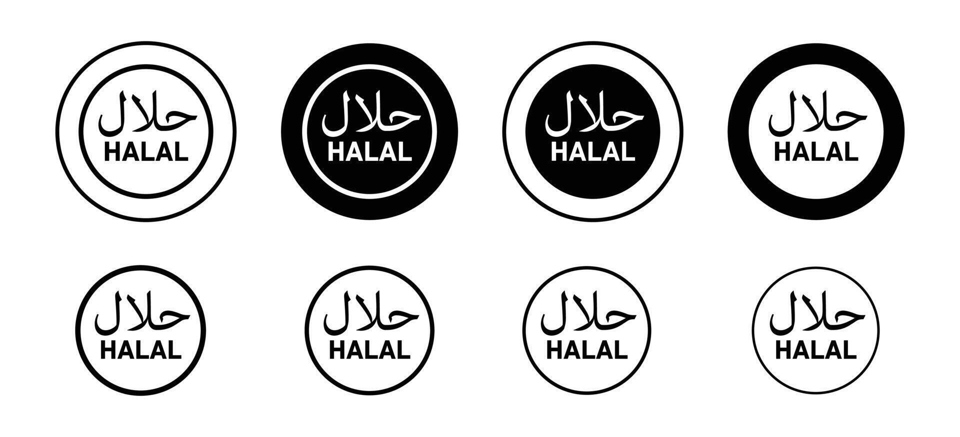 Halal food icon set collection. Halal food Outline flat Icon. vector
