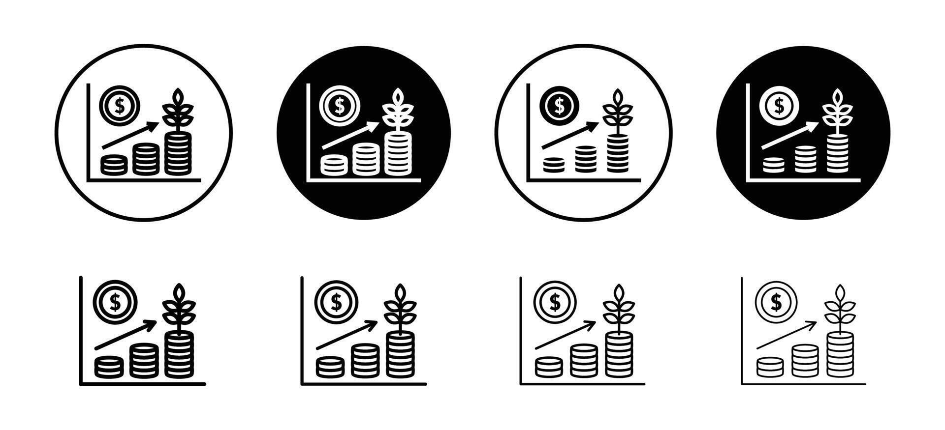 Fund growth icon set collection. Fund growth Outline flat Icon. vector