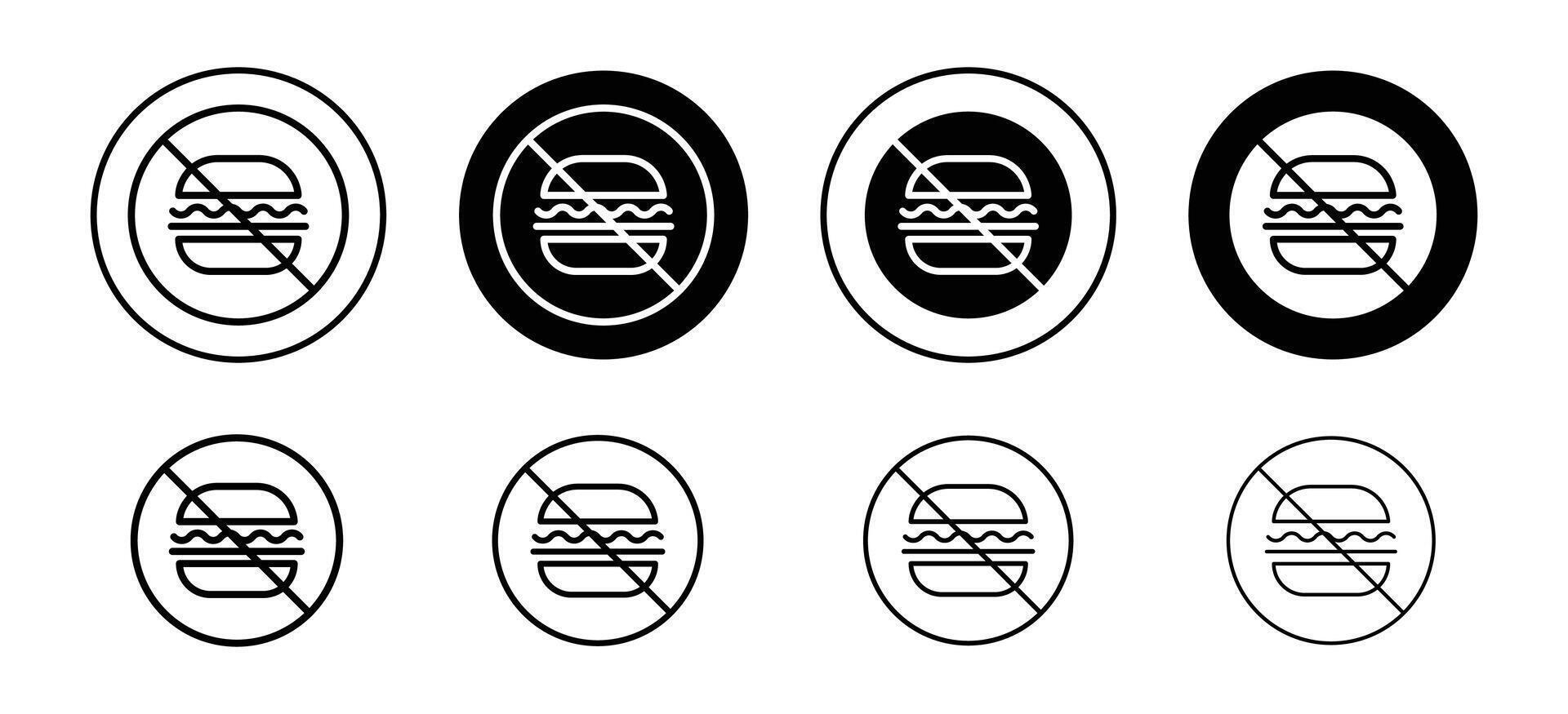 Forbidden burger icon set collection. Forbidden burger Outline flat Icon. vector