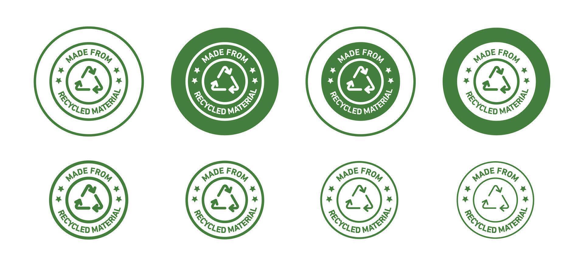 Made from recycled materials icon set collection for web vector