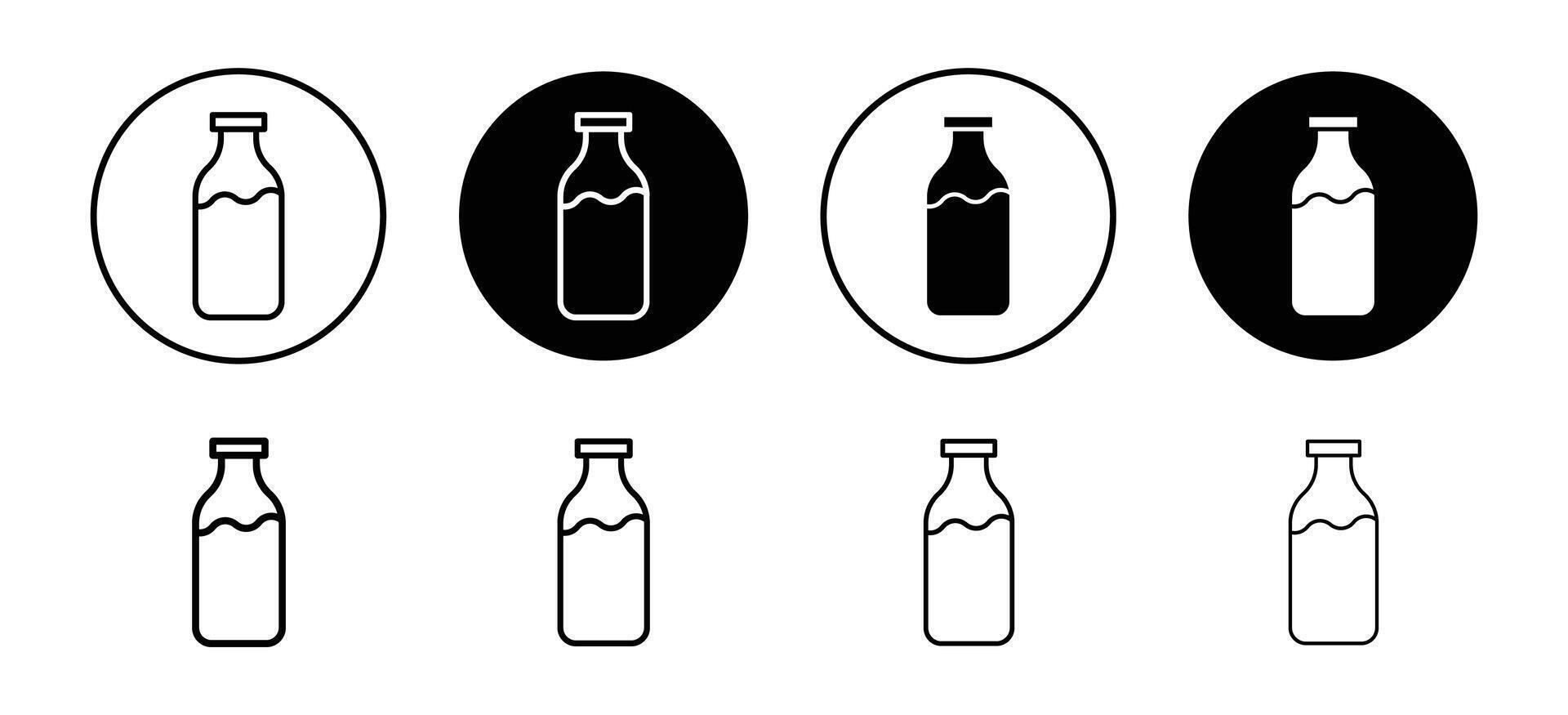 Milk bottle icon set collection. Milk bottle Outline flat Icon. vector