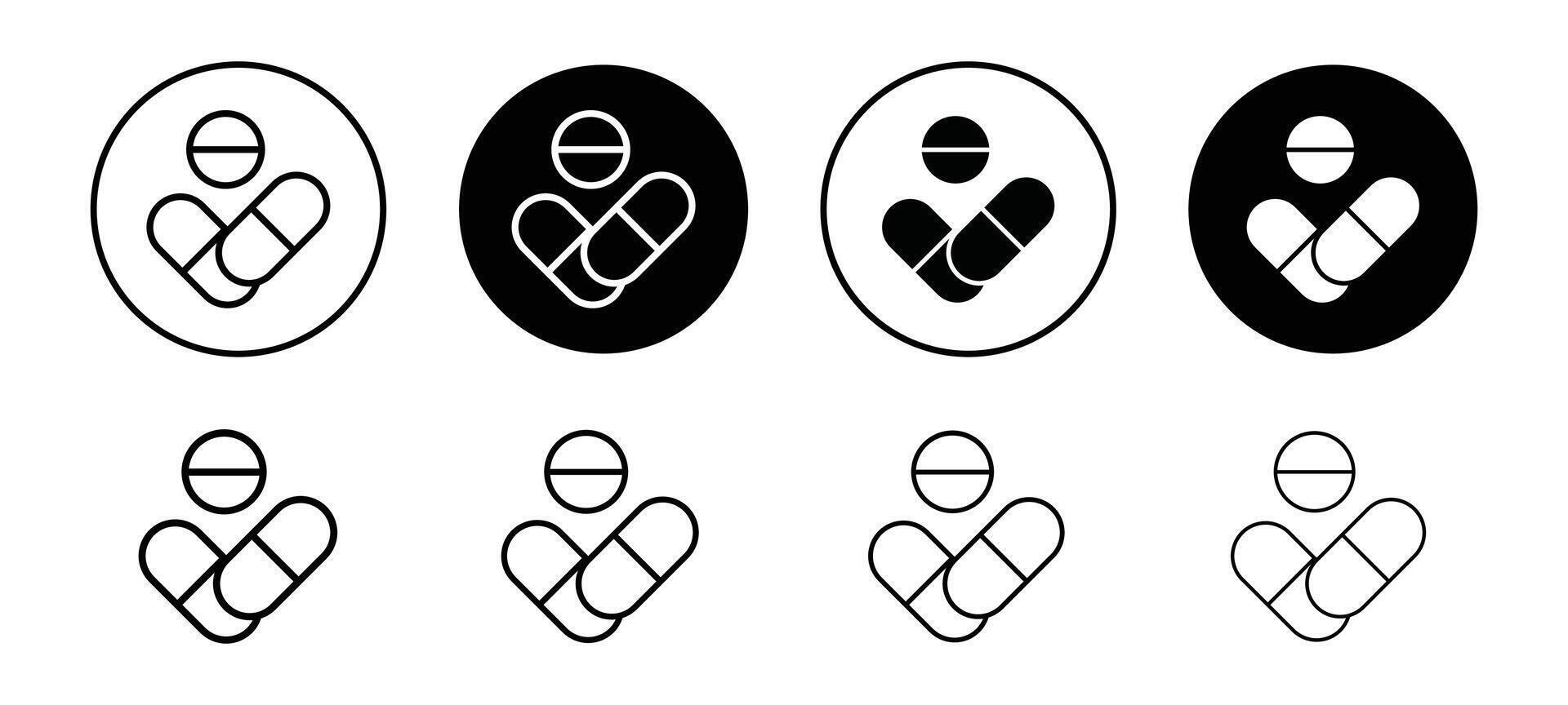 Medicine of pills and capsules icon set collection. pills and capsules Outline flat Icon. vector