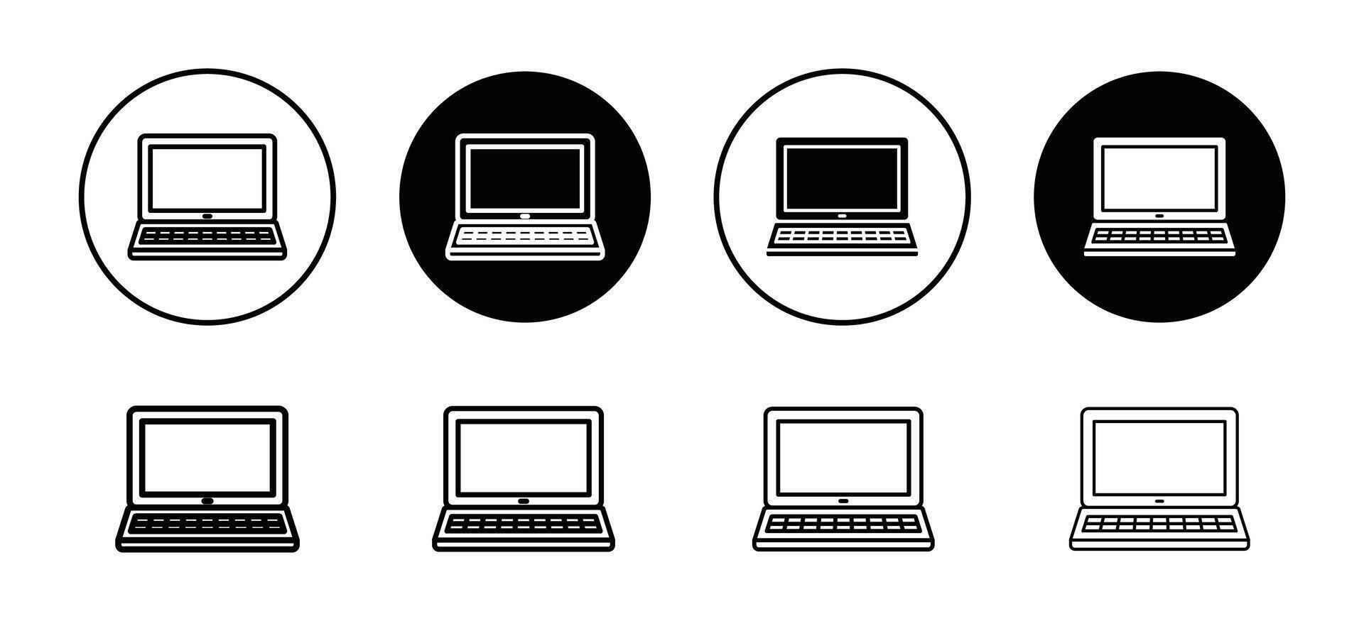 Laptop icon set collection. Laptop Outline flat Icon. vector