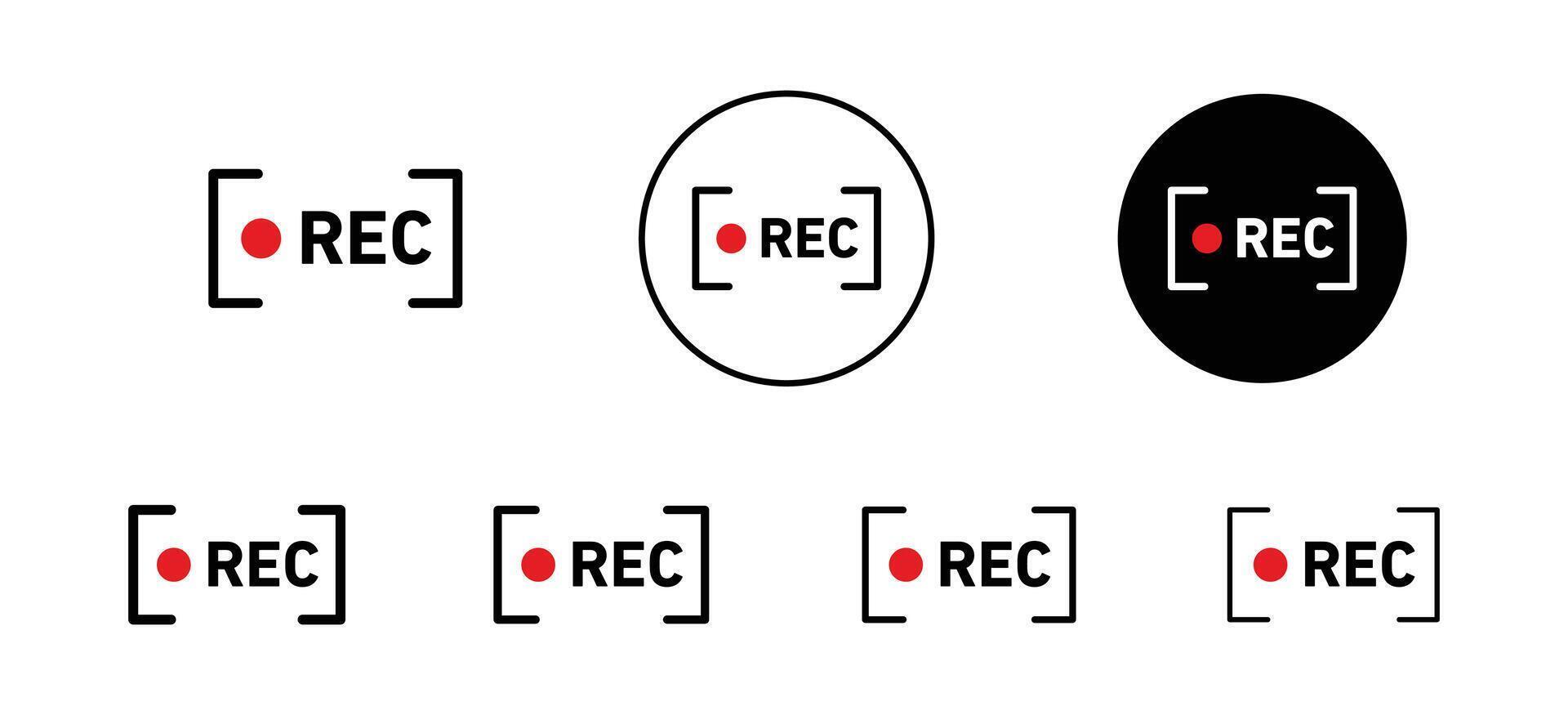 Recording icon set collection. Recording Outline flat Icon. vector