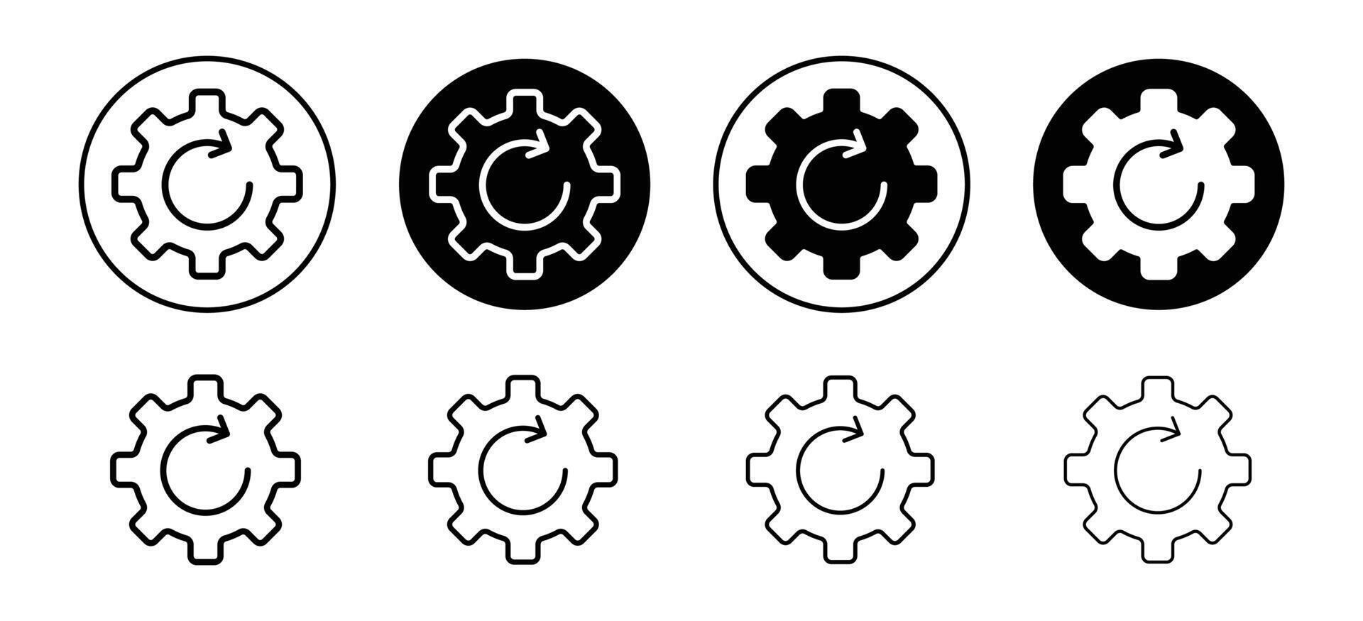 Recovery gear icon set collection. Recovery gear Outline flat Icon. vector