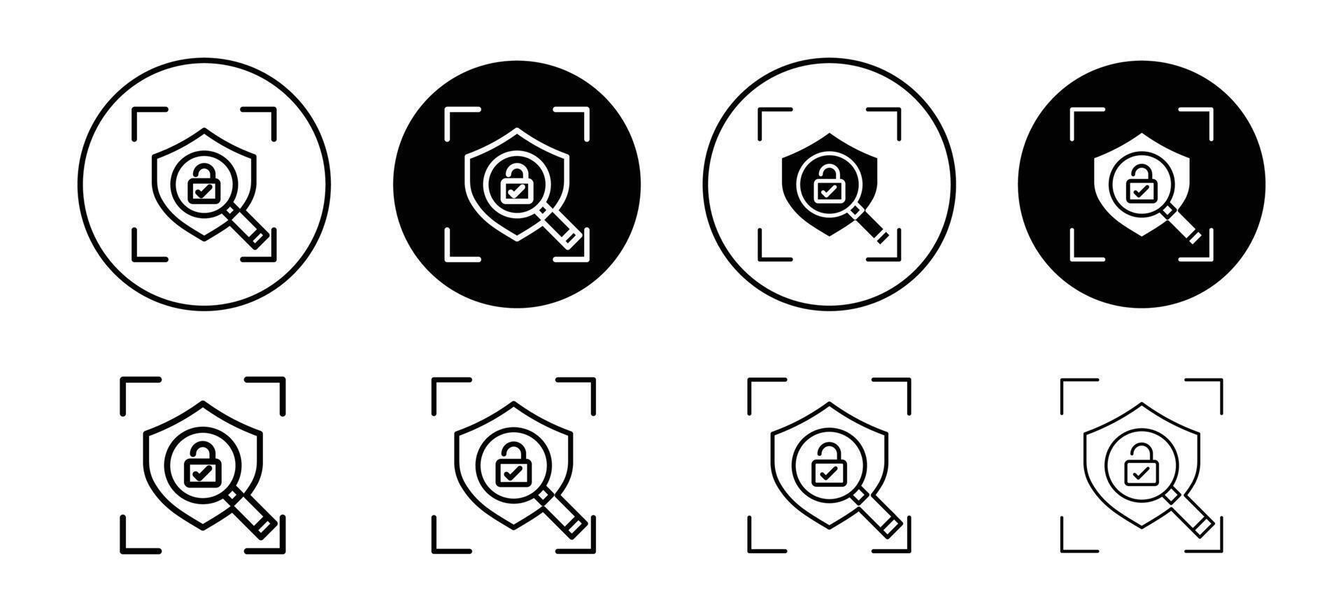 Security scan icon set collection. Security scan Outline flat Icon. vector