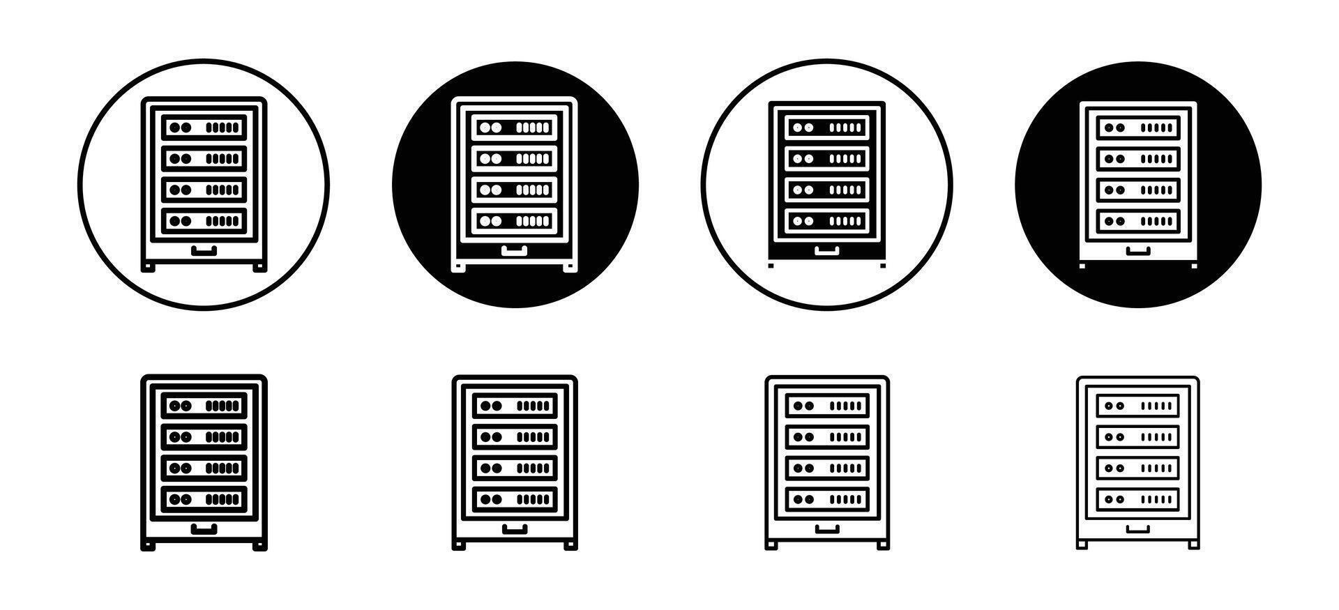 Server rack icon set collection. Server rack Outline flat Icon. vector