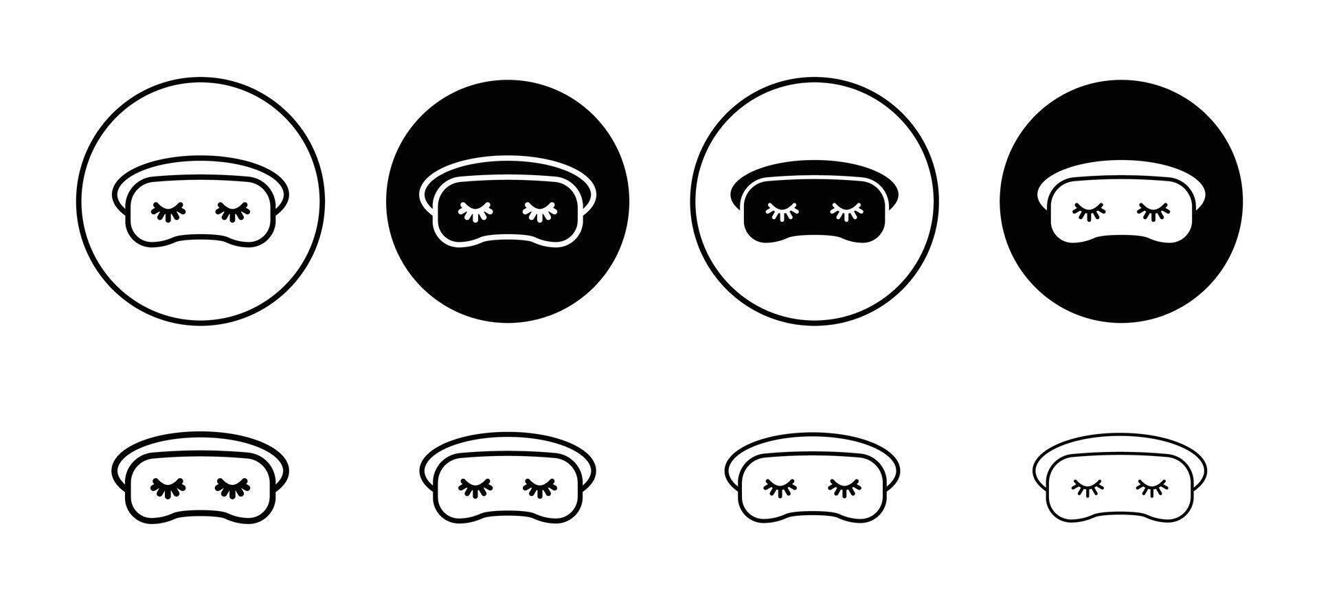 Sleep mask icon set collection. Sleep mask Outline flat Icon. vector