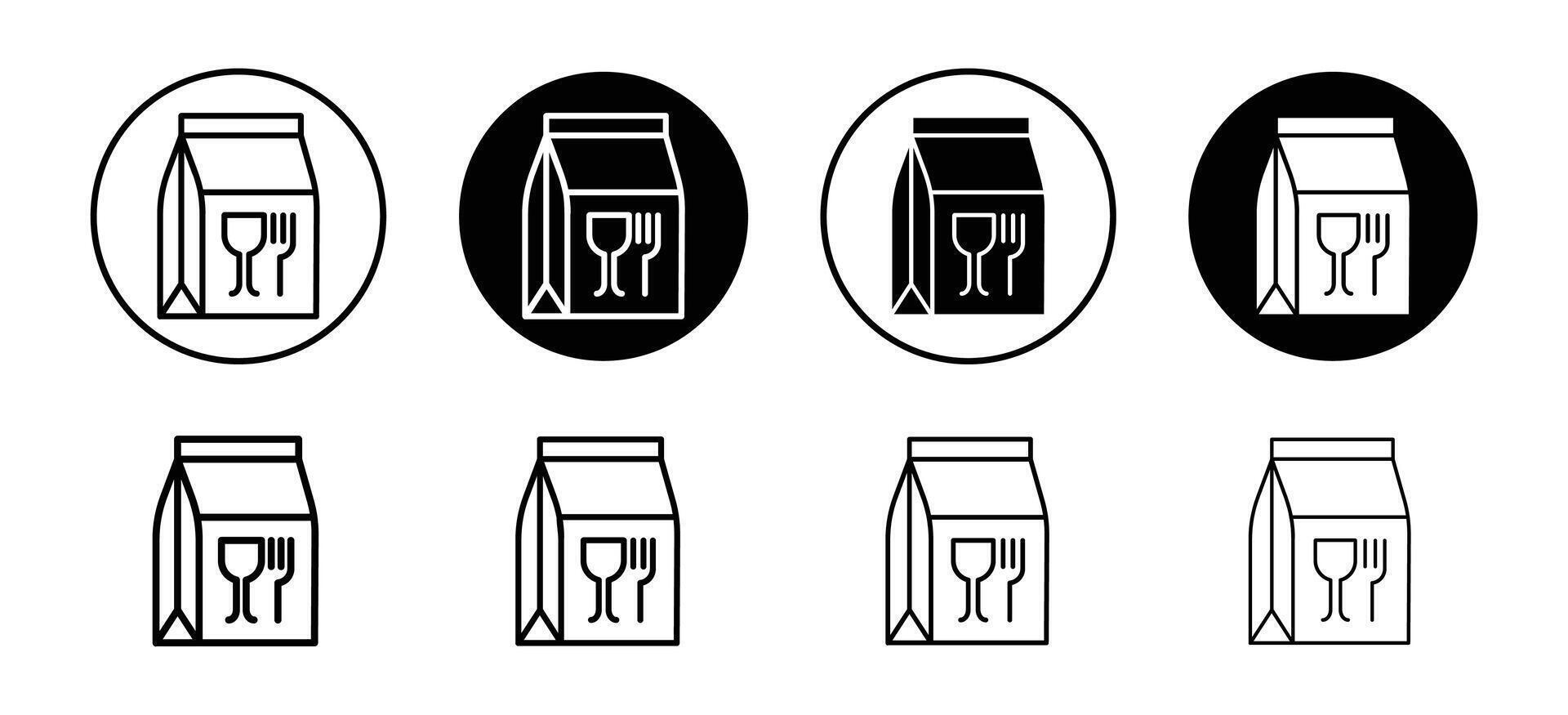 Take away food icon set collection. Take away food Outline flat Icon. vector