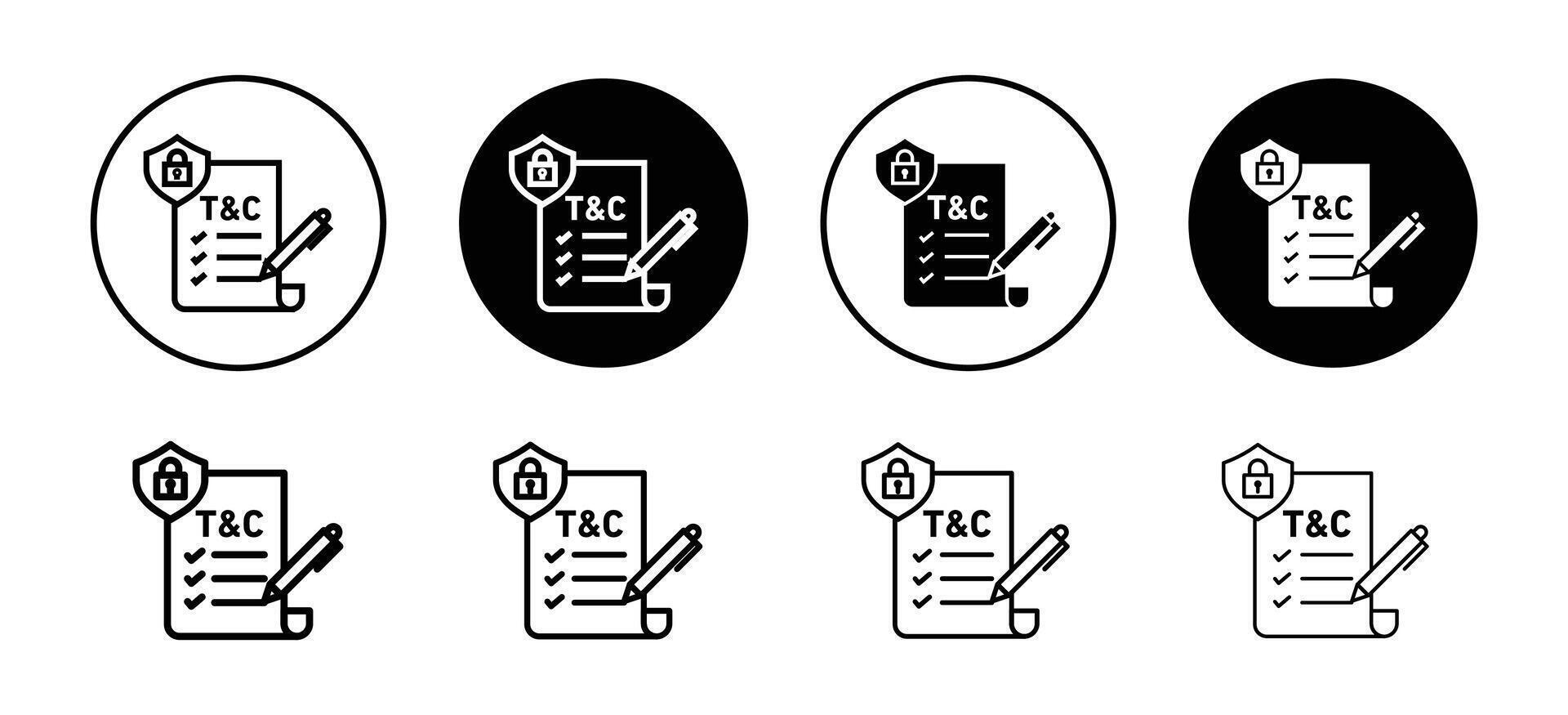Terms and Conditions icon set collection. Terms and Conditions Outline flat Icon. vector