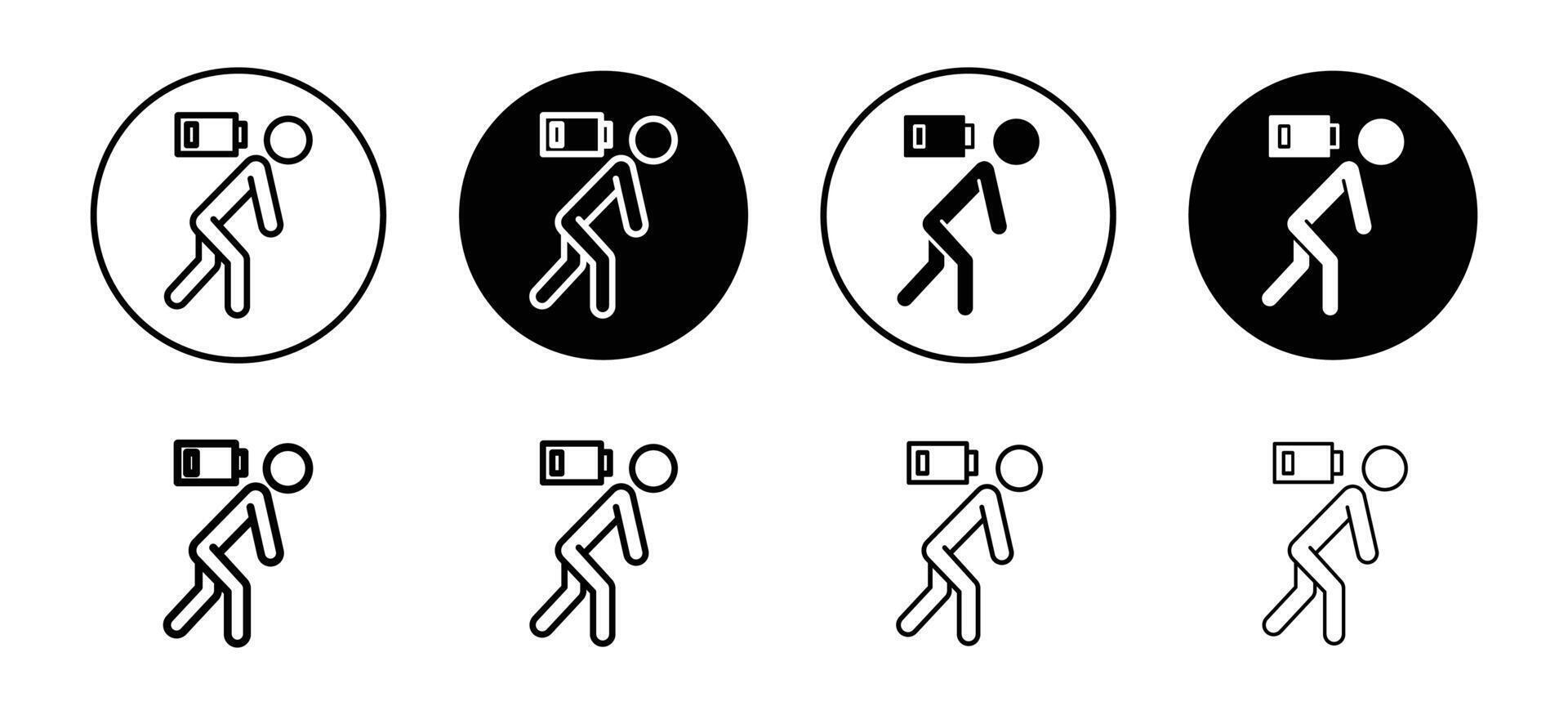 Tired person icon set collection. Tired person Outline flat Icon. vector