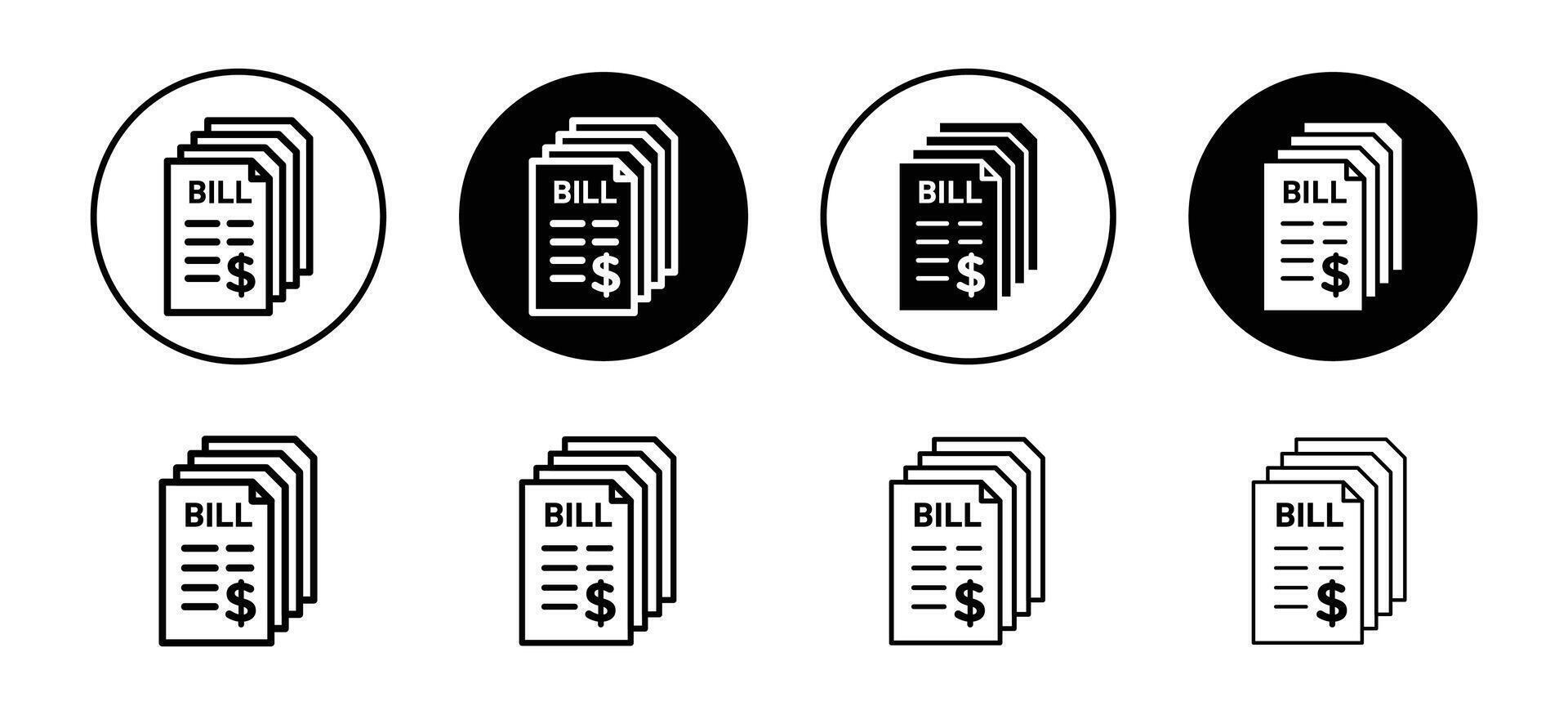 Stack of bills icon set collection. Stack of bills Outline flat Icon. vector