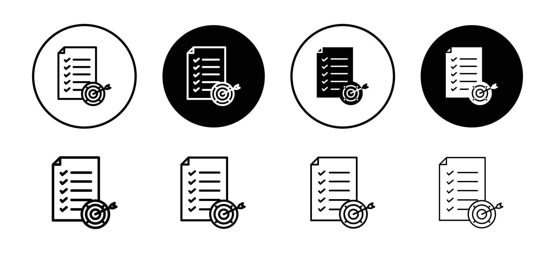 Accomplished goals and objectives icon. objective task or daily target achieve or completed symbol vector