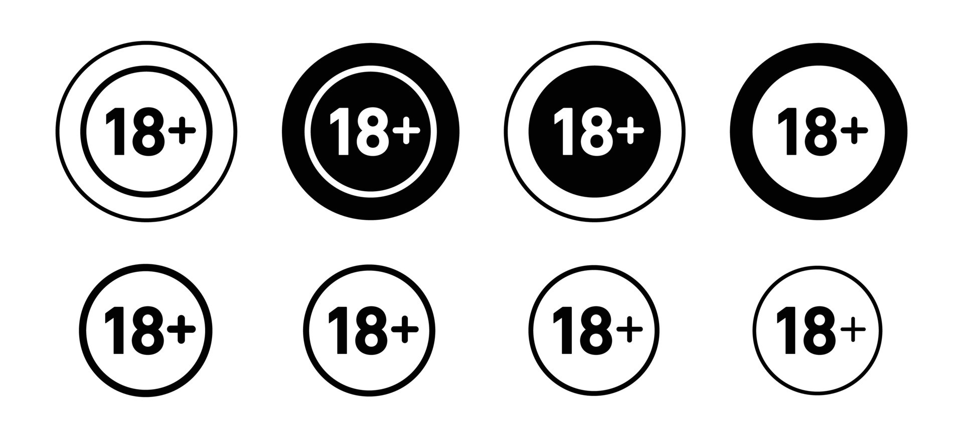 18 Plus is allowed or under 18 is not allowed icon. only adult censored