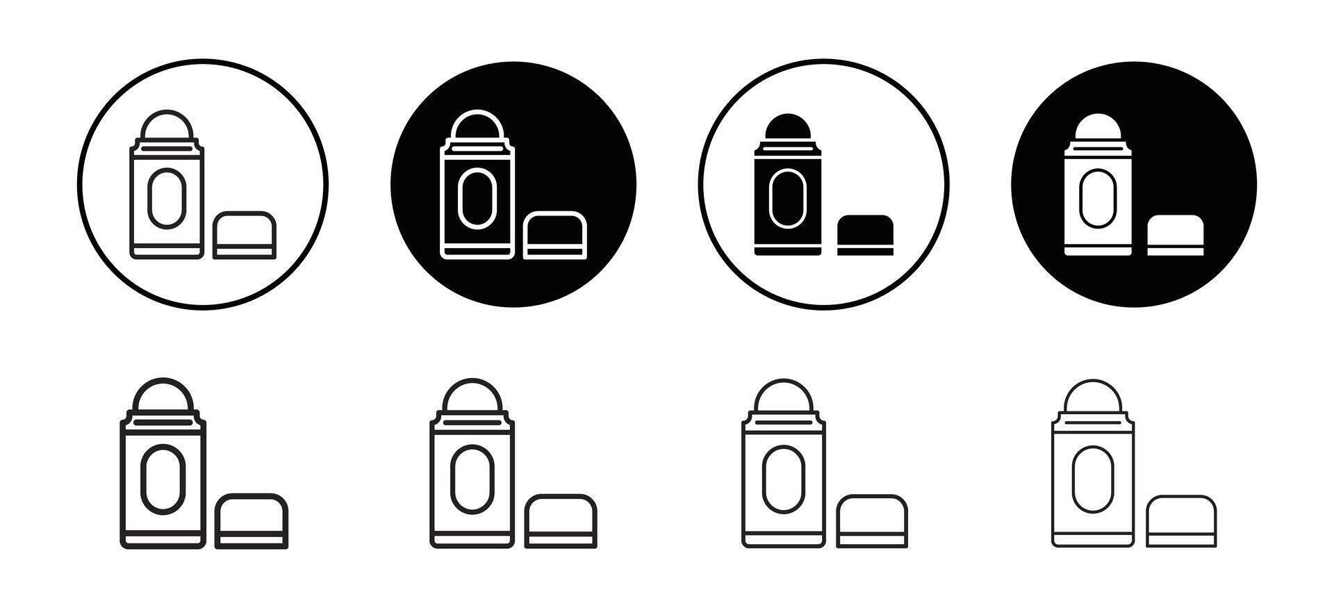 Deodorant roll on icon. aluminum free plastic bottle or container of liquid oil symbol. perfume or aerosol product vector