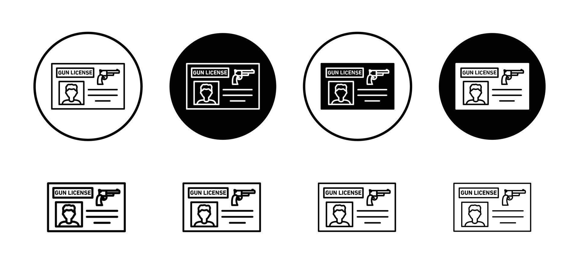 Gun license icon representing firearm regulations and legal permissions, suitable for law enforcement, security, and legal documentation vector
