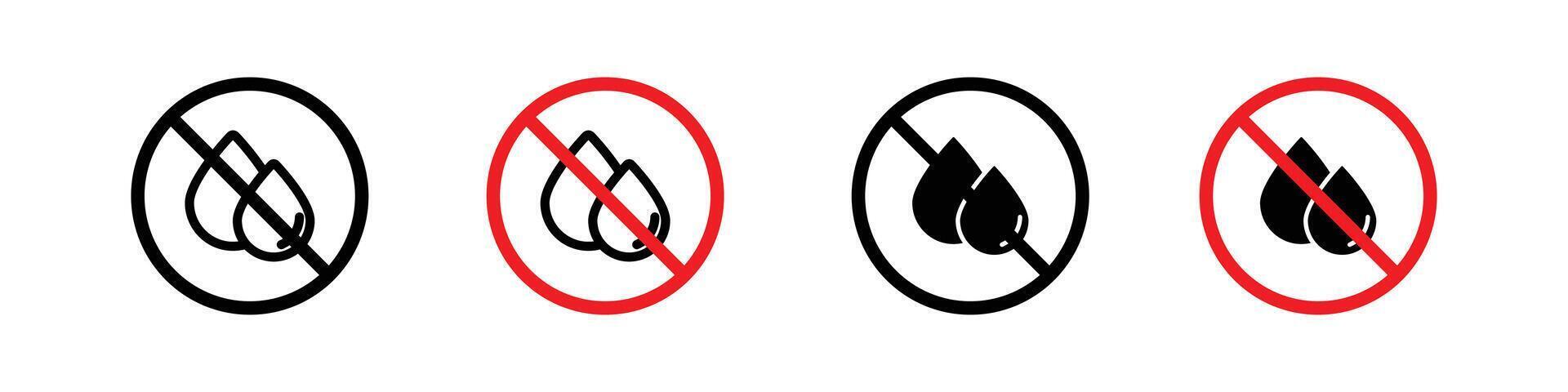 Oil free icon. no water or rain symbol. non sticky or wet surface . vector