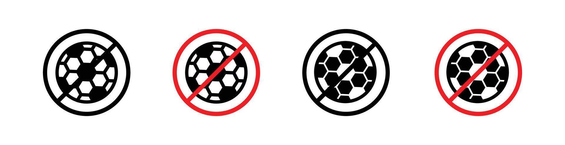 No ball game allowed icon. soccer football ban from play in field symbol. vector