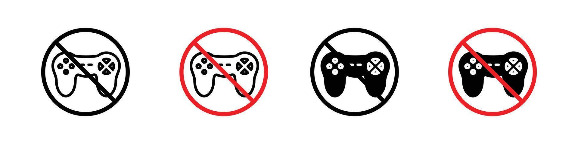 No game play icon. online game forbidden set. stop gaming with joystick controller vector