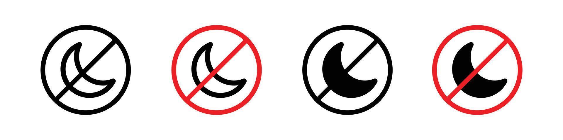 No moon in the sky icon. go to seep by bedtime at night without moon crescent set. vector