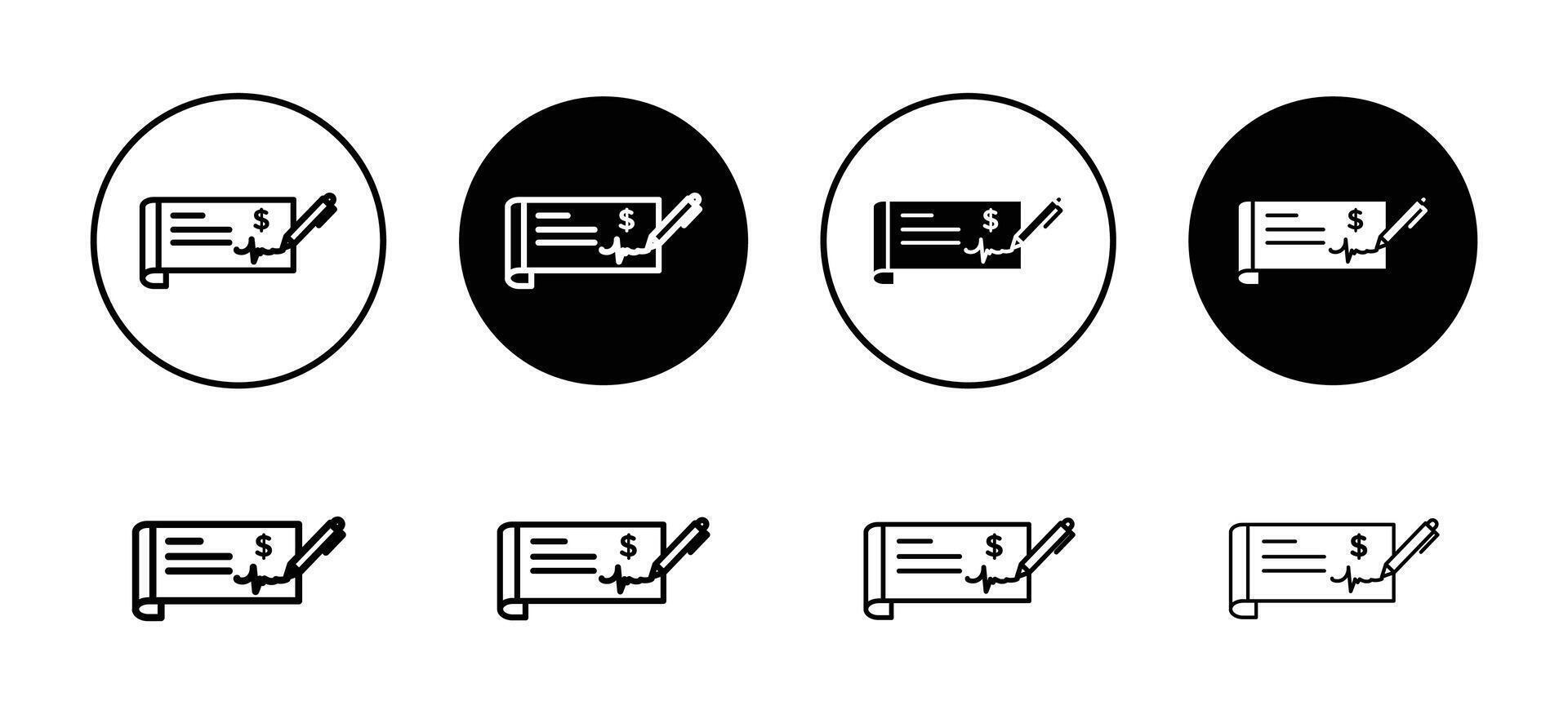 Signing cheque for commercial bank icon. checkbook sign symbol. vector
