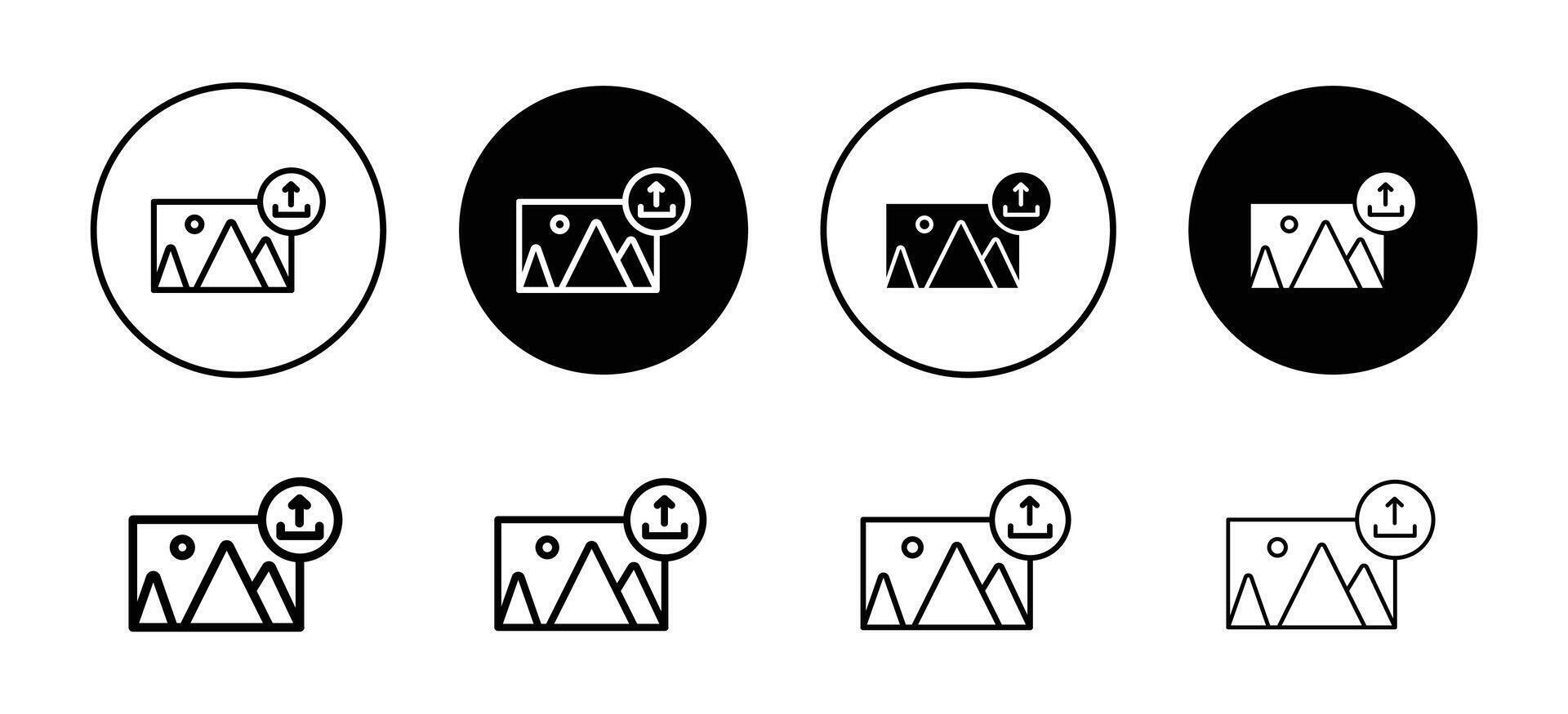 Upload photo icon set collection for web vector