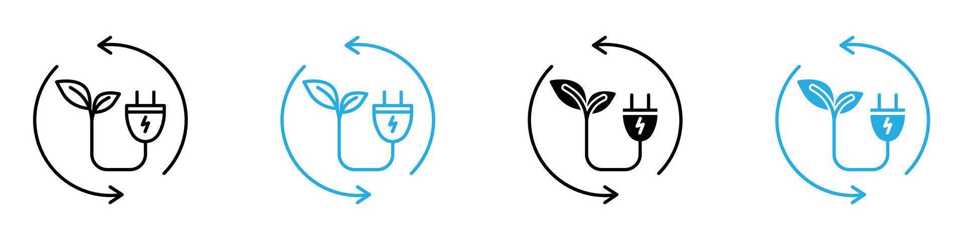 Alternative energy icon set showcasing renewable energy sources, ideal for environmental sustainability graphics. vector